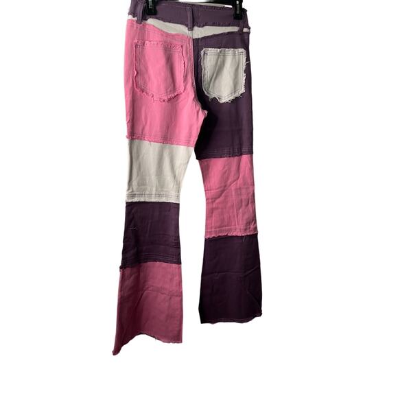 Mazik Flare Leg Bell bottom Jeans Distressed pink and purple Medium - Picture 3 of 11